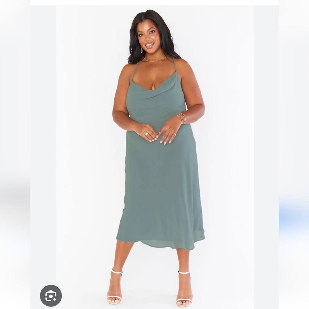 NWT || SHOW ME YOUR MUMU || Verona cowl dress, deep sage, chiffon, Sz L